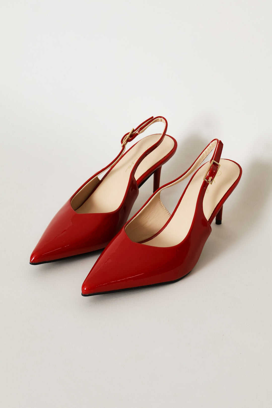Patent V-Cut Slingback Heel - Red