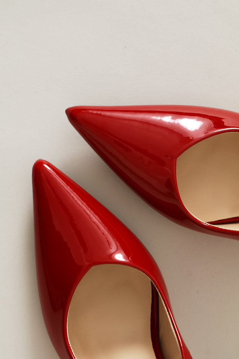 Patent V-Cut Slingback Heel - Red