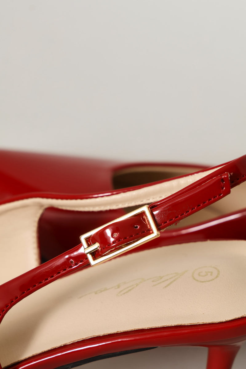 Patent V-Cut Slingback Heel - Red