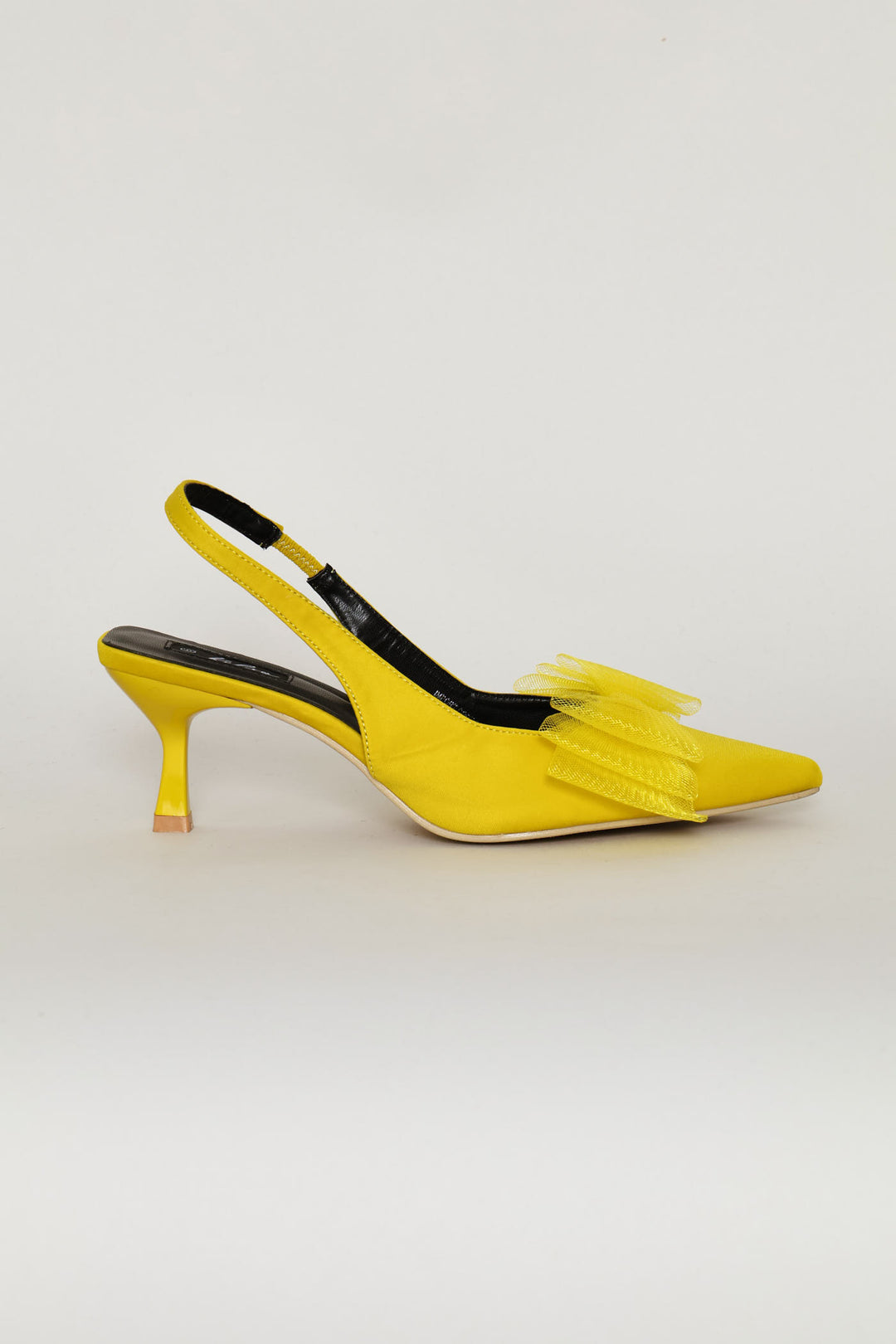 Mesh Bow Pointed Slingback Kitten Heel - Green