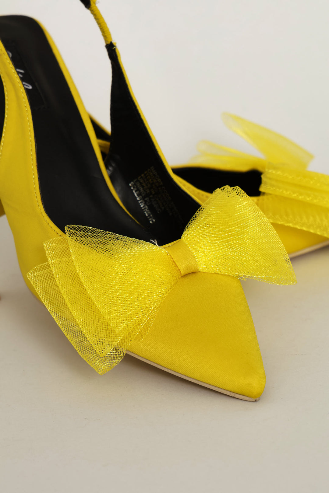 Mesh Bow Pointed Slingback Kitten Heel - Green