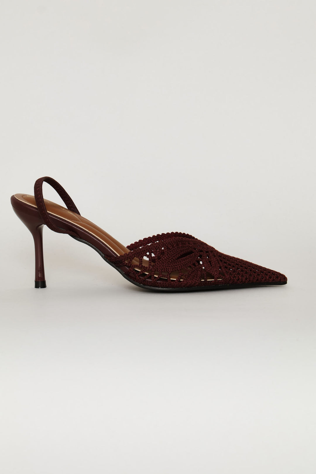 Crochet Vamp Stiletto Heel - Burgundy