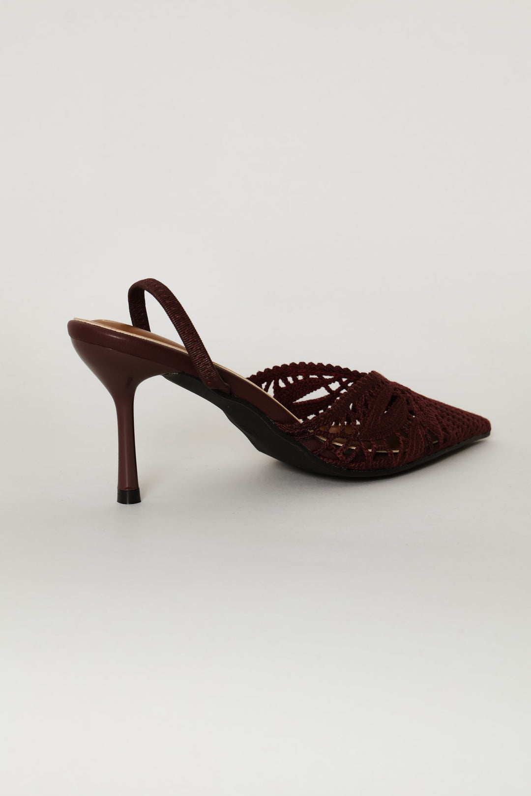 Crochet Vamp Stiletto Heel - Burgundy