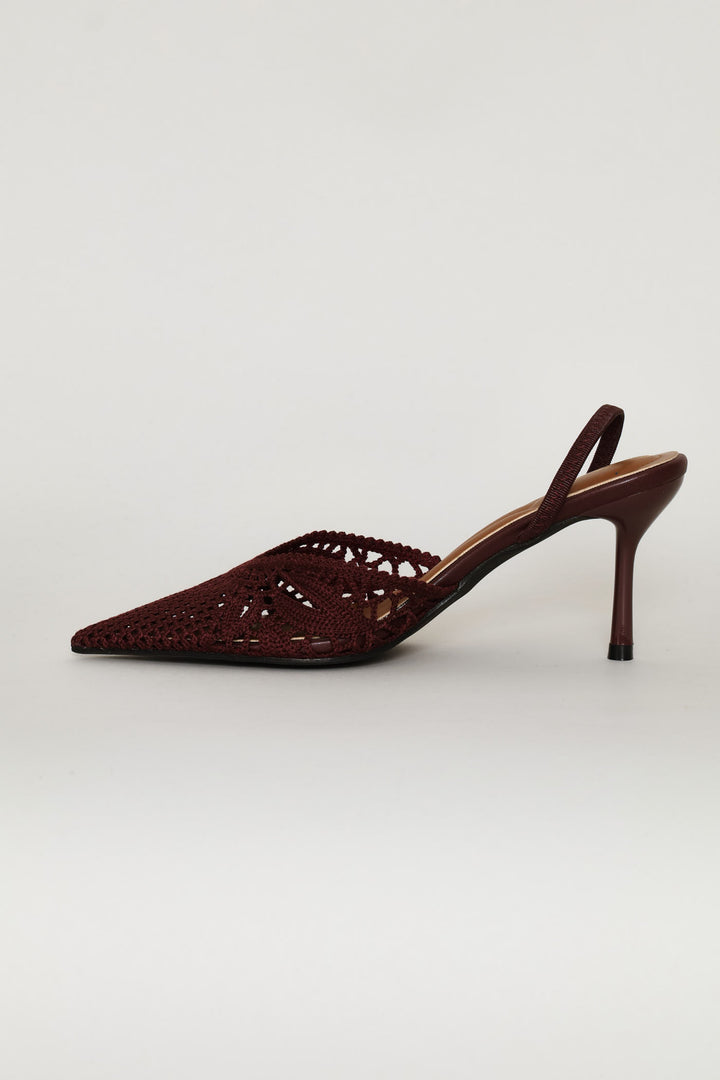 Crochet Vamp Stiletto Heel - Burgundy