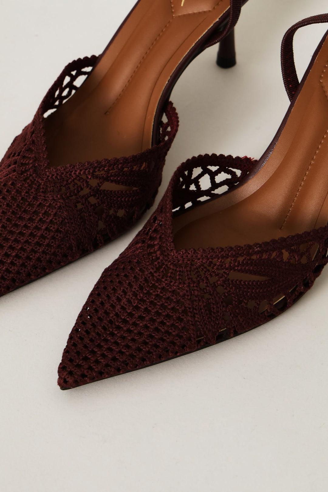 Crochet Vamp Stiletto Heel - Burgundy