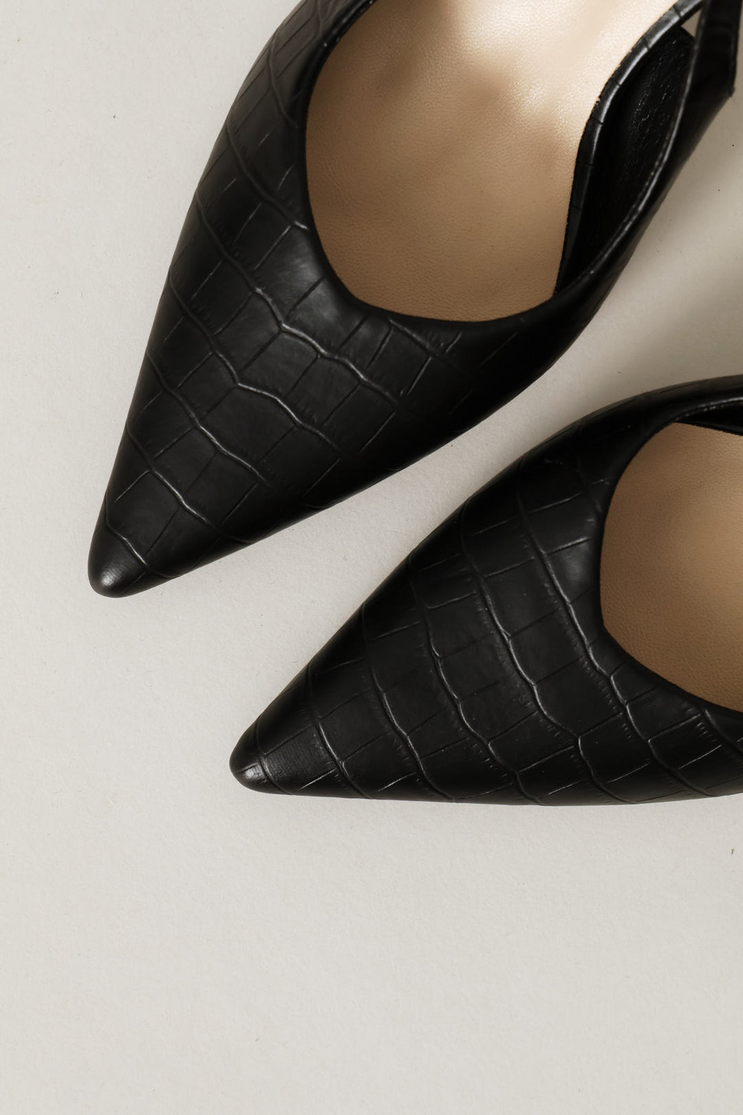 V-Cut Croc Slingback Heel - Black