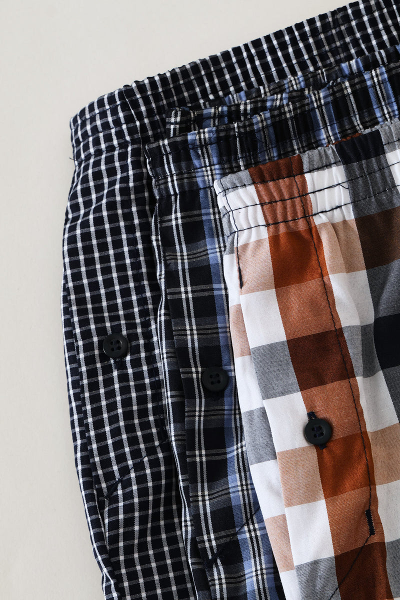 3 Pack Check Poly Woven Boxers - Multi