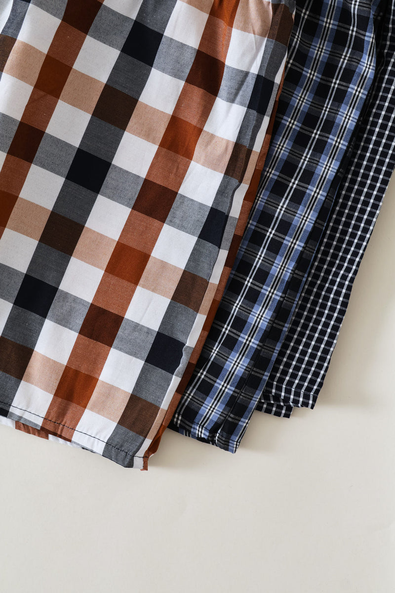 3 Pack Check Poly Woven Boxers - Multi