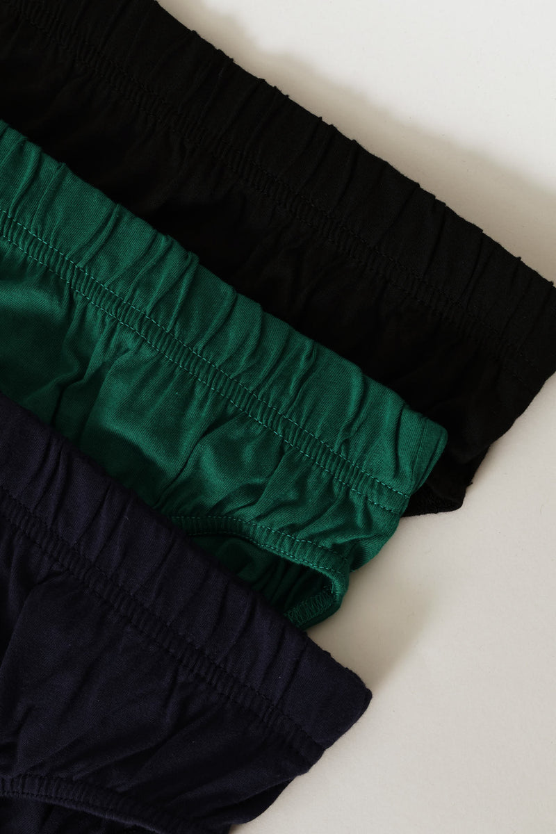 3 Pack Value Mini Briefs - Navy/Green/Black
