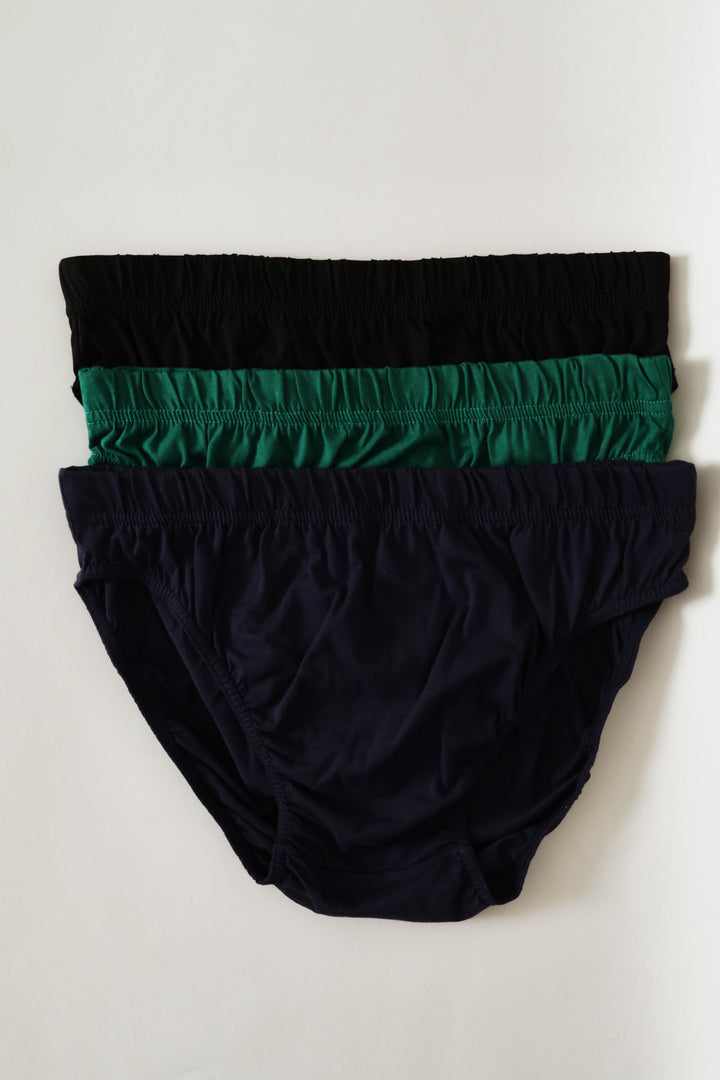 3 Pack Value Mini Briefs - Navy/Green/Black