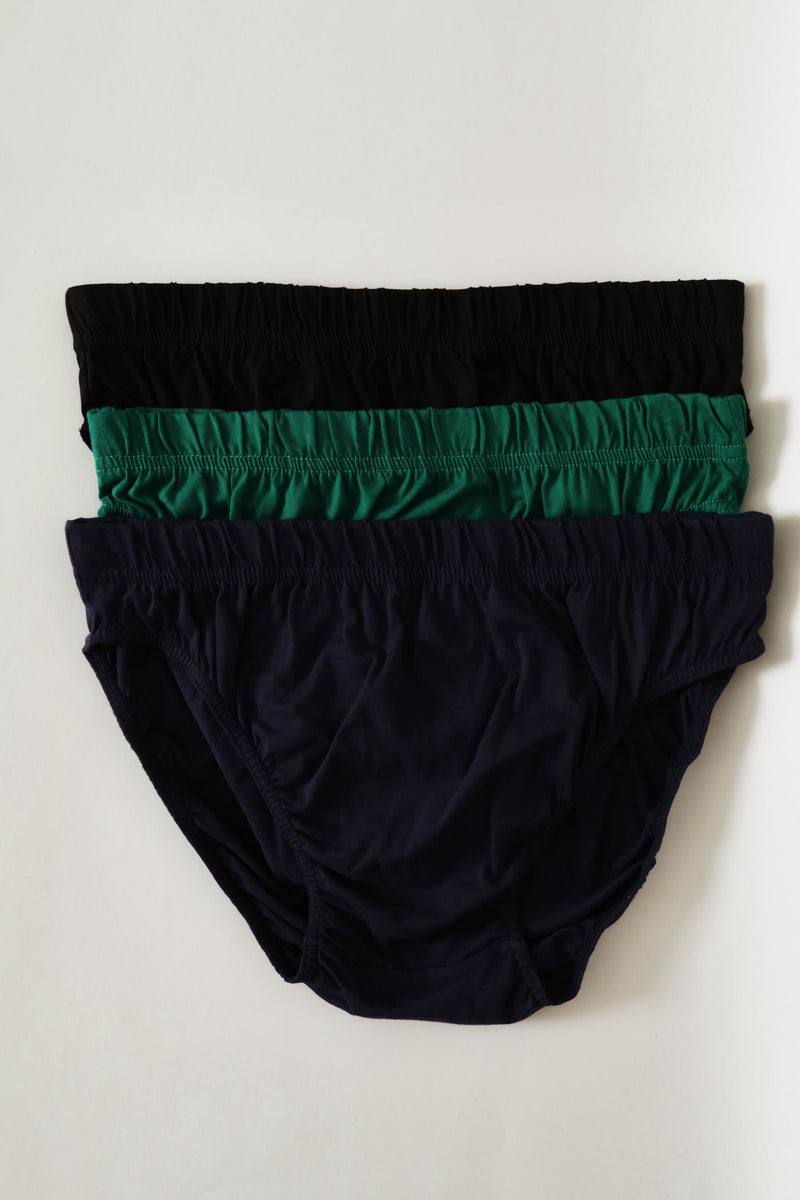 3 Pack Value Mini Briefs - Navy/Green/Black