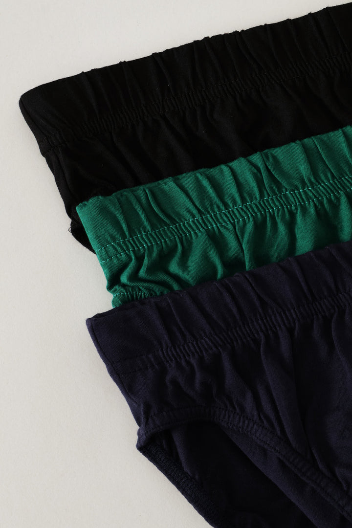 3 Pack Value Mini Briefs - Navy/Green/Black