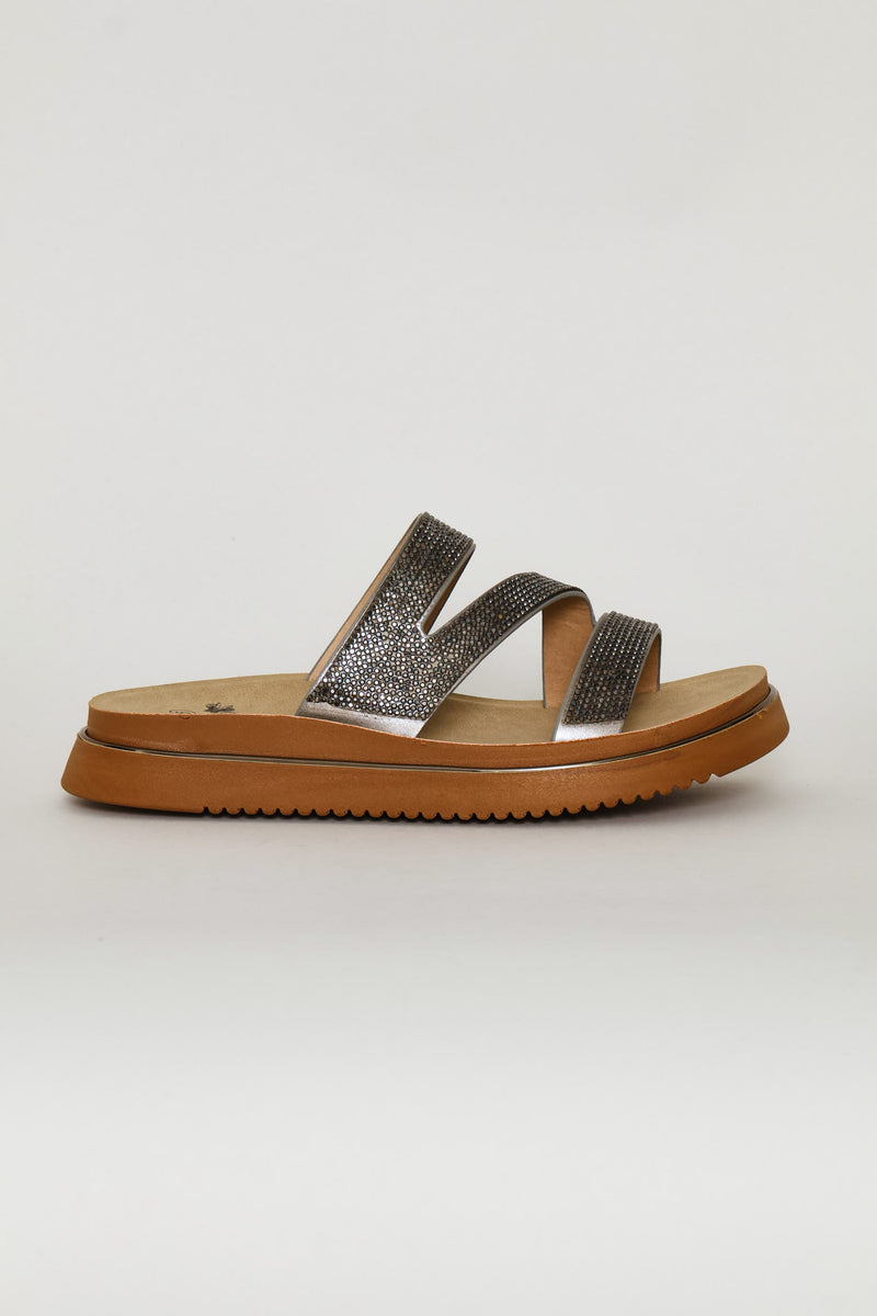 Diamante Detail Sandal - Pewter