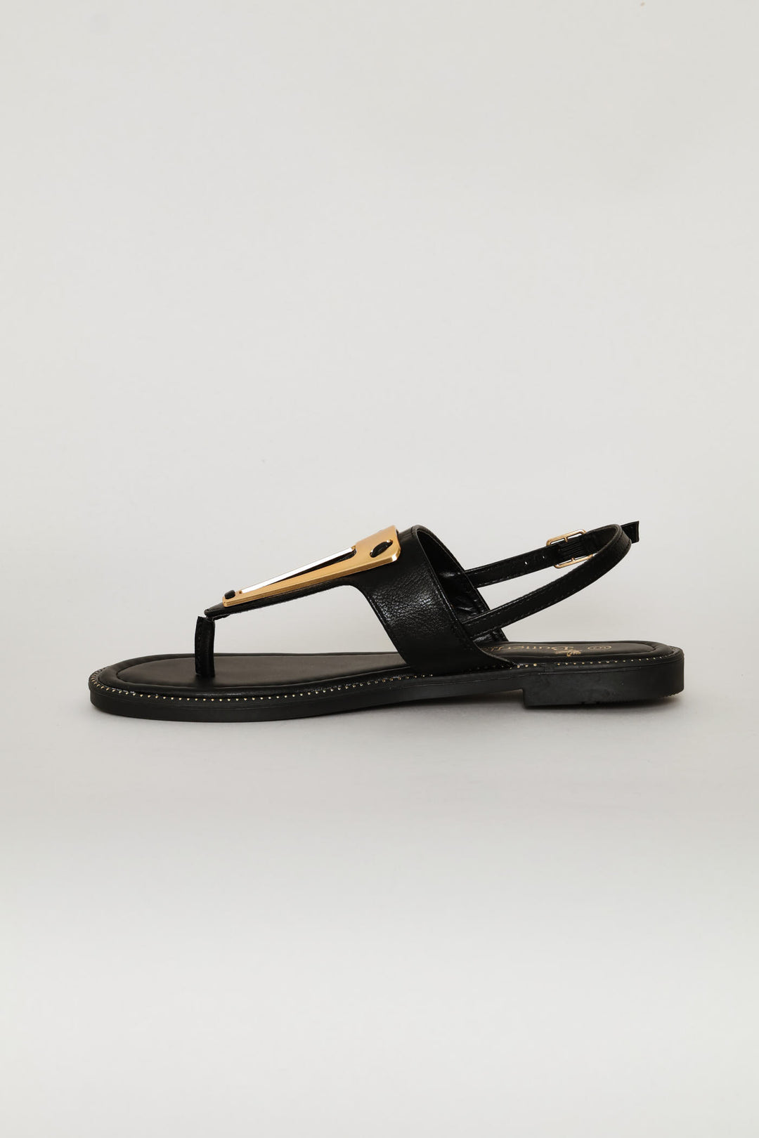 Gold Detail Sandal - Black