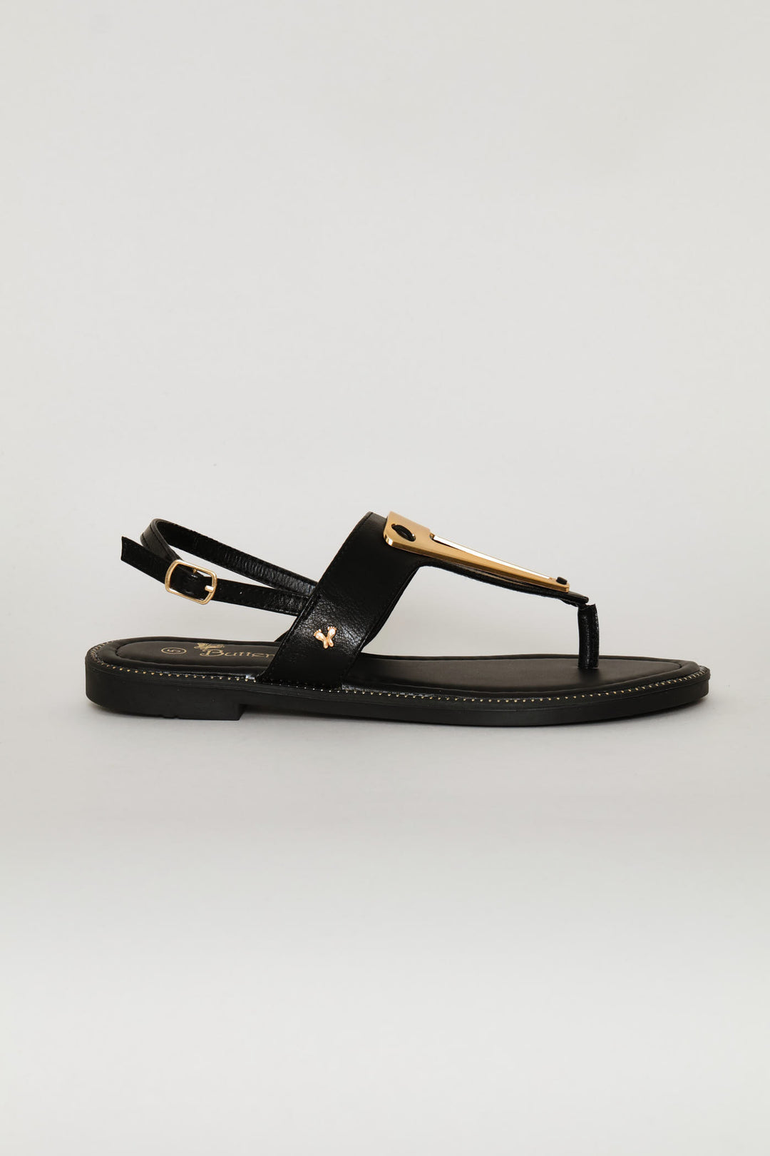 Gold Detail Sandal - Black