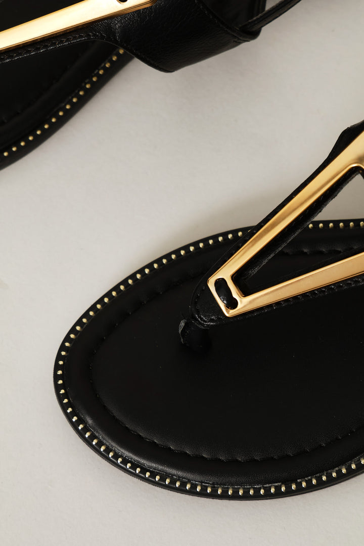 Gold Detail Sandal - Black