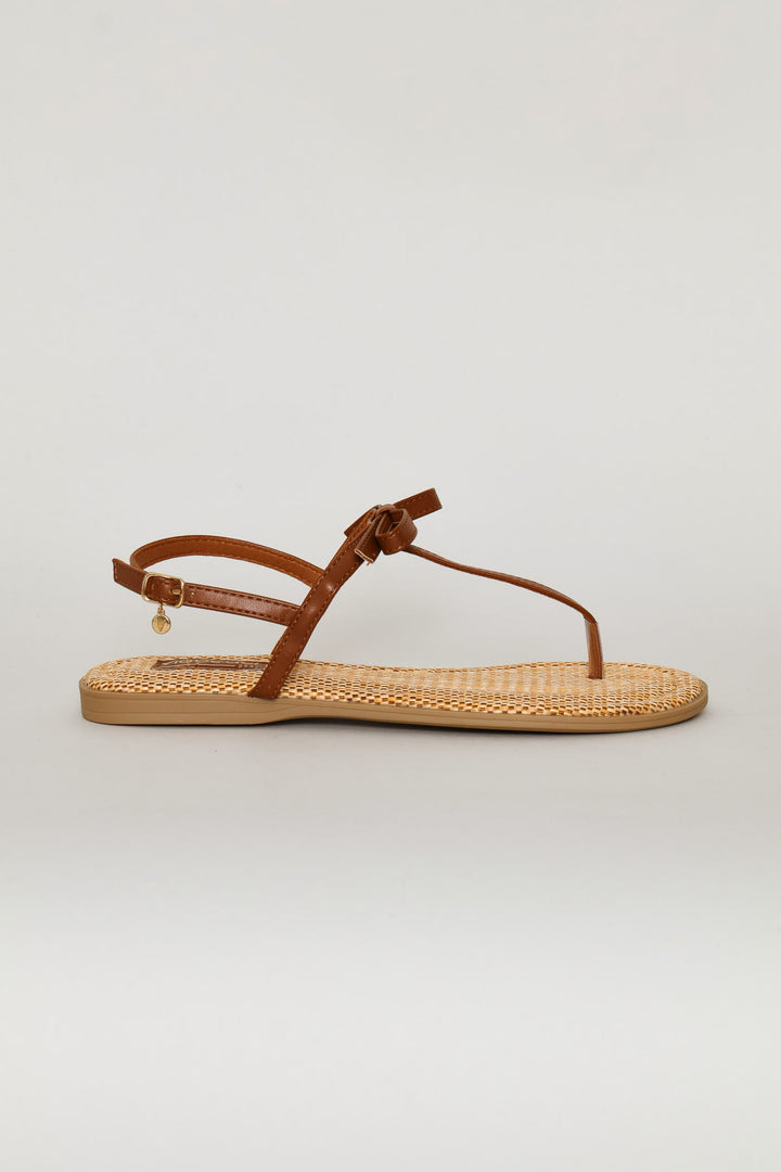 Knitted Detail Sandal - Tan