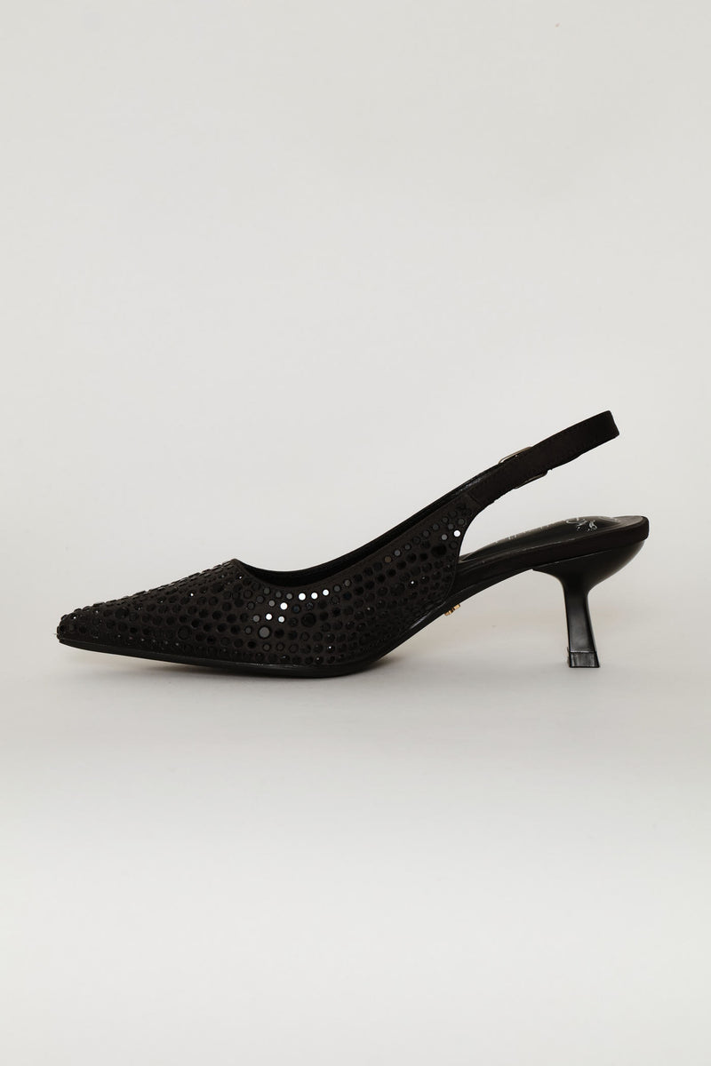 Beaded Slingback Heel - Black