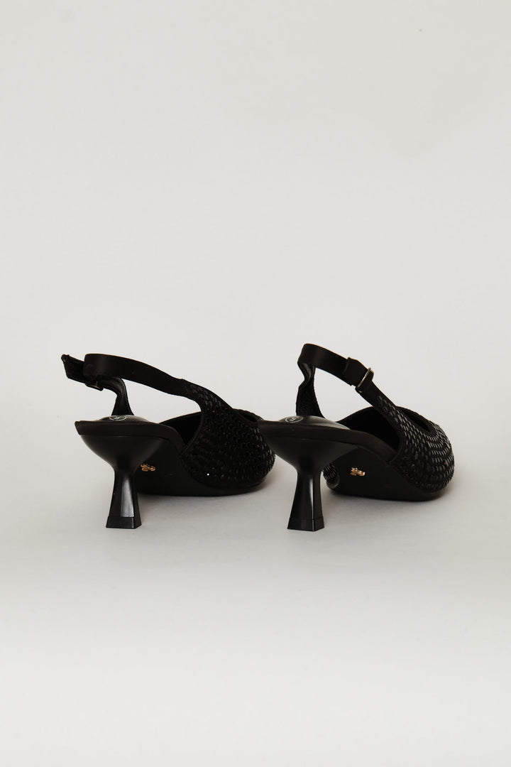 Beaded Slingback Heel - Black
