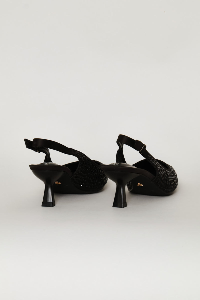 Beaded Slingback Heel - Black