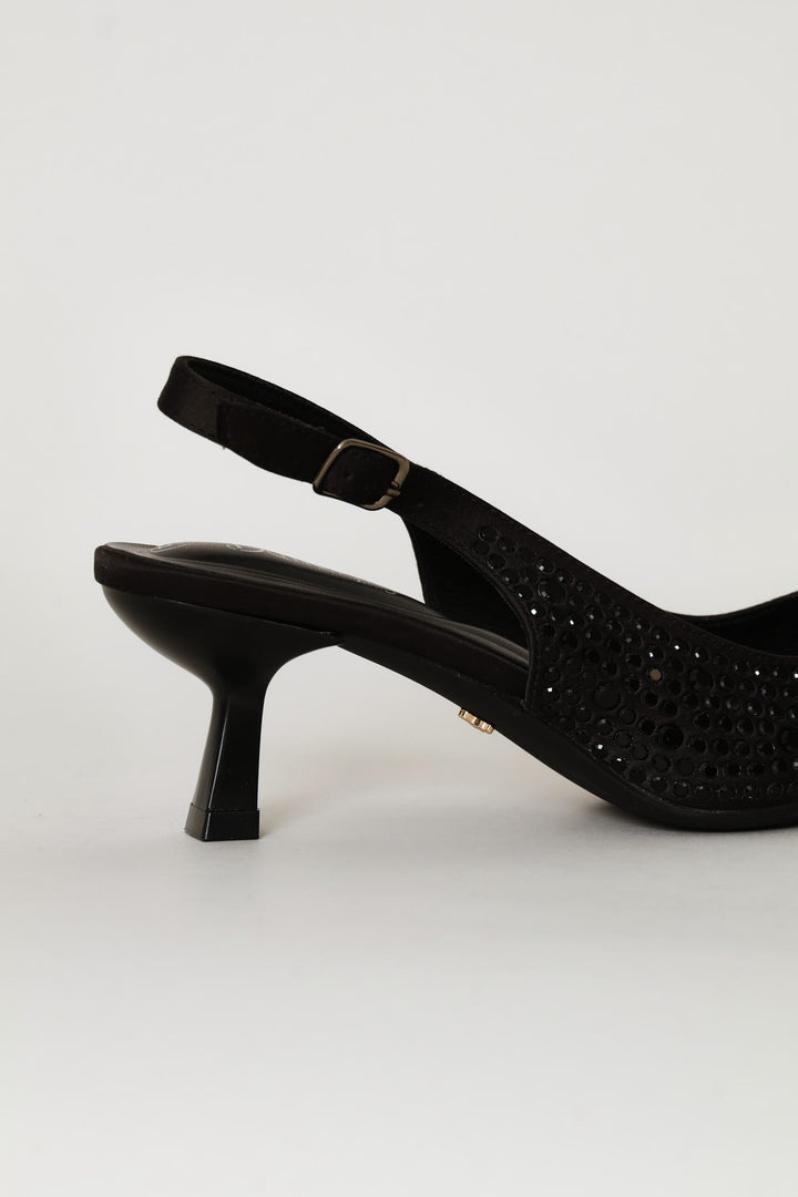 Beaded Slingback Heel - Black