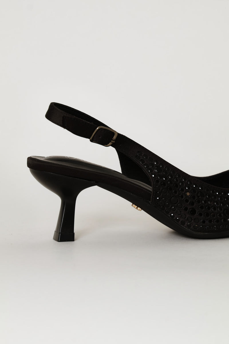 Beaded Slingback Heel - Black