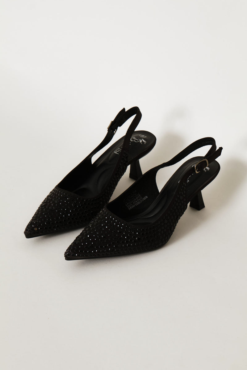 Beaded Slingback Heel - Black