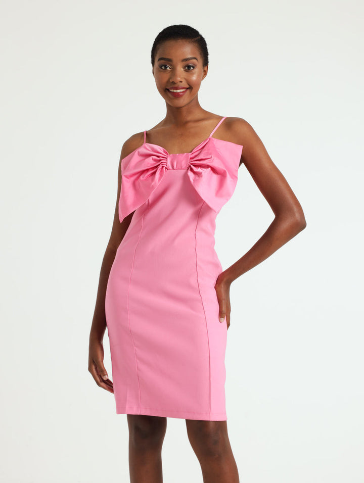 Bow Bodice Bodycon Dress Pink Edgars
