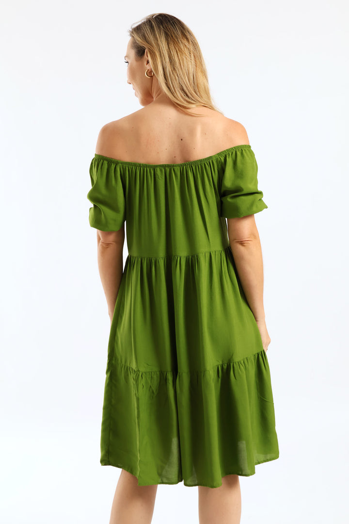 Ladies Tiered Gypsy Mini Dress - Seaweed Green Edgars Ladies Tiered Gypsy Mini Dress - Seaweed Green Edgars