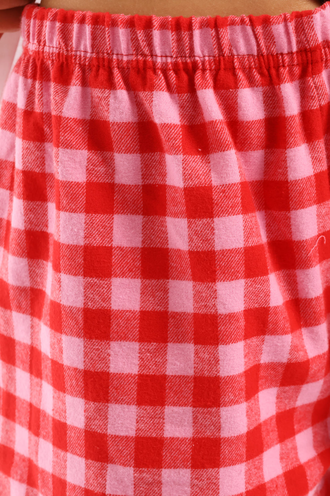 Check Knit Top & Woven Short Set - White