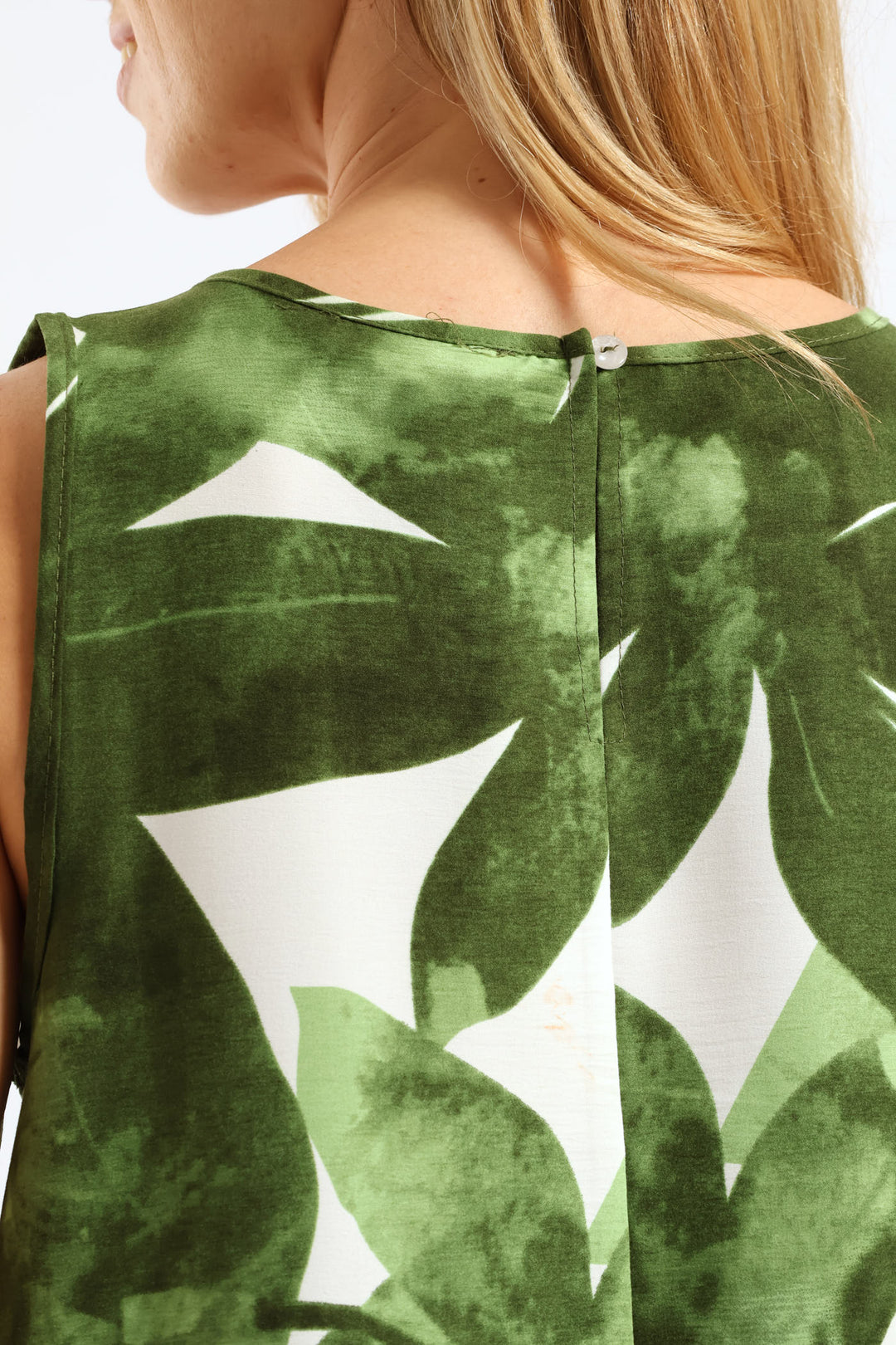 A-Line Midaxi Dress - White/Green