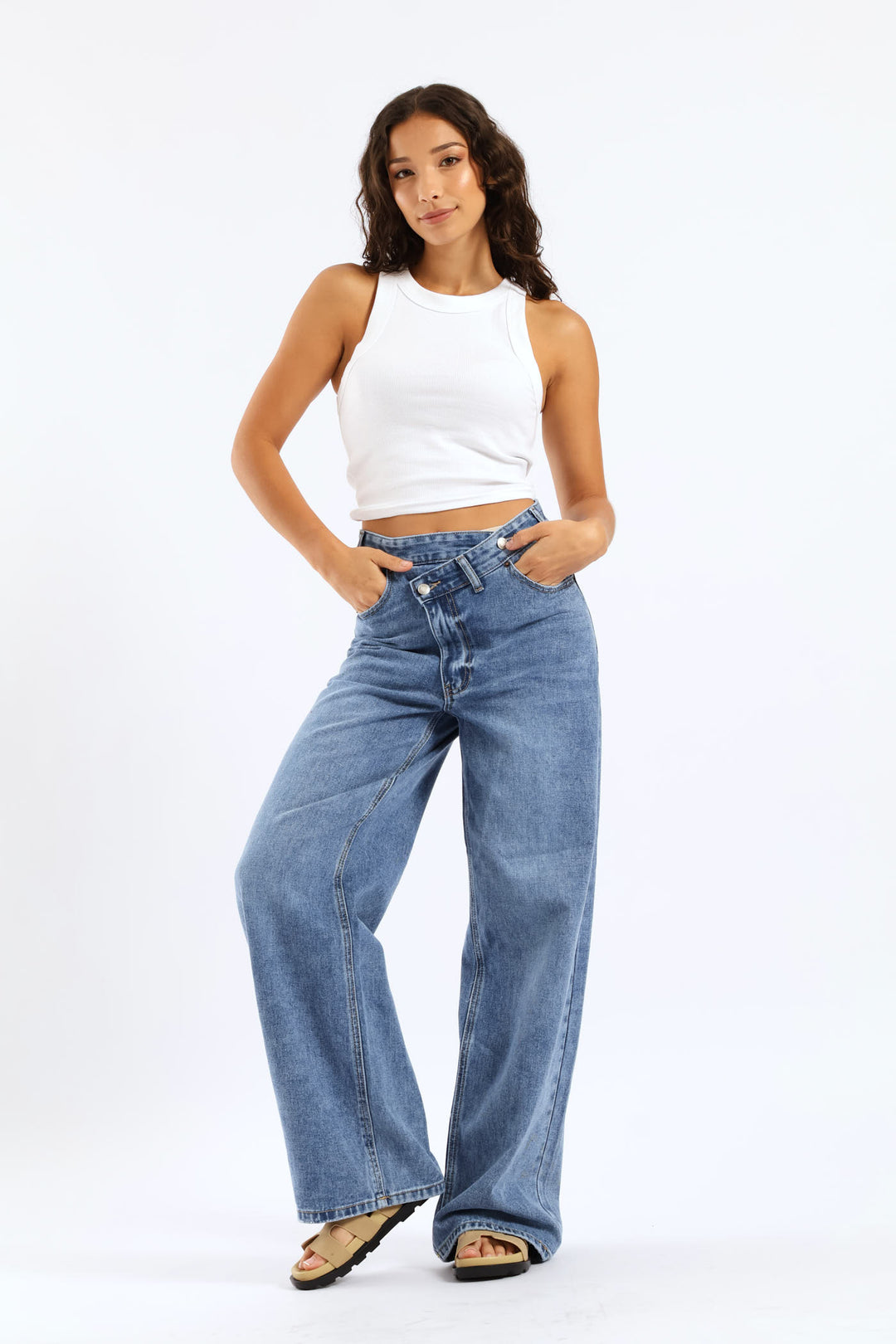 Plain Rib Racer Tank - White