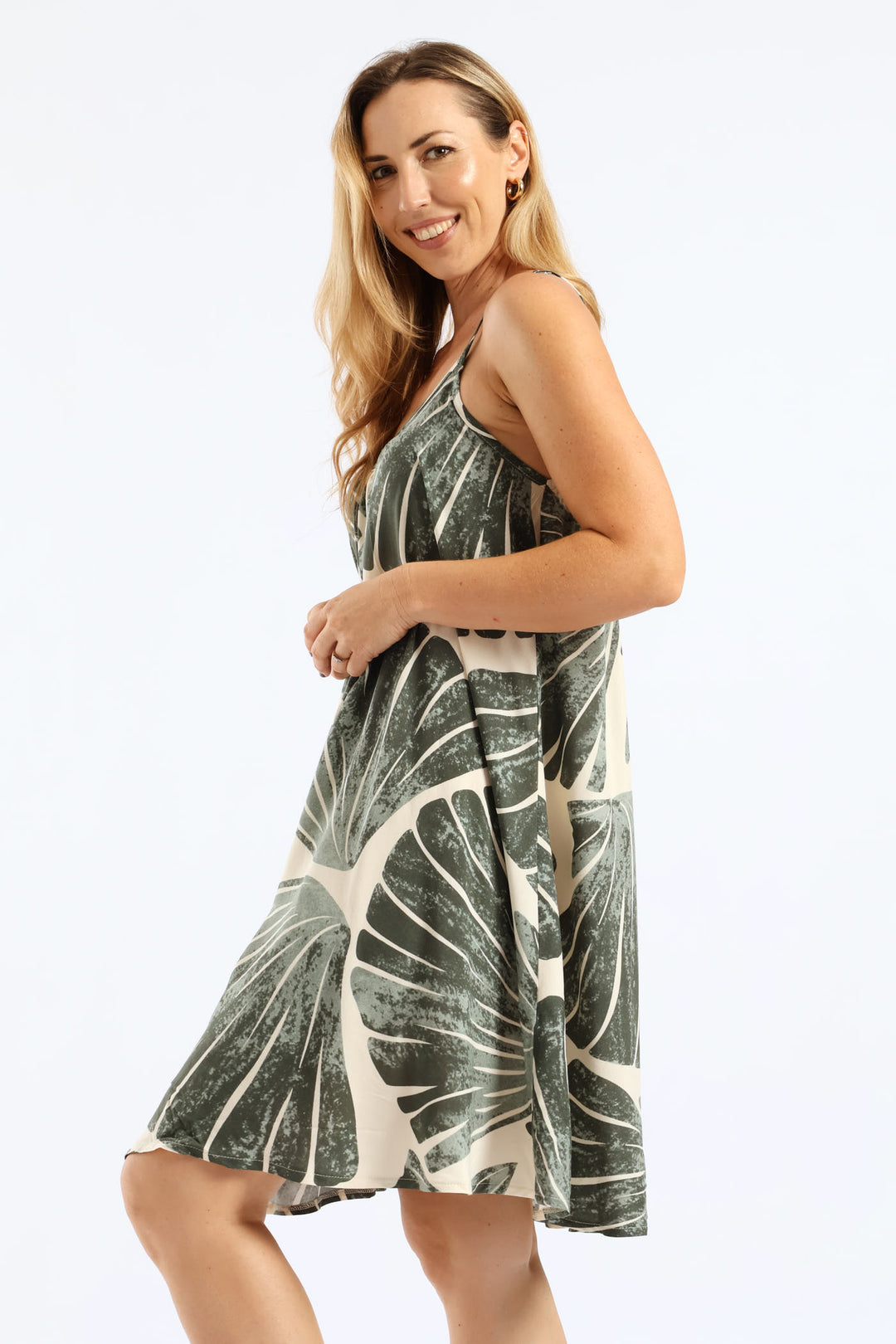 Strappy Swing Cami Mini Dress - Sage