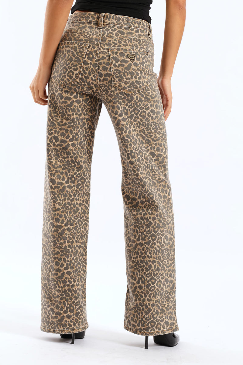 Wide Leg Denim - Animal Print