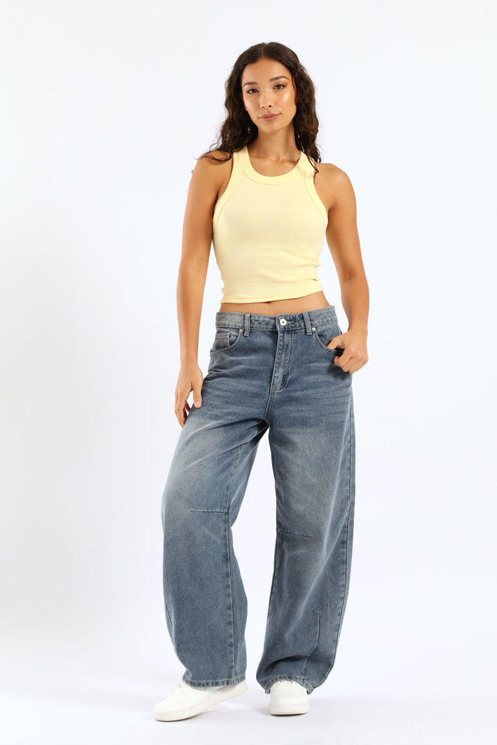 Plain Rib Racer Tank - Yellow