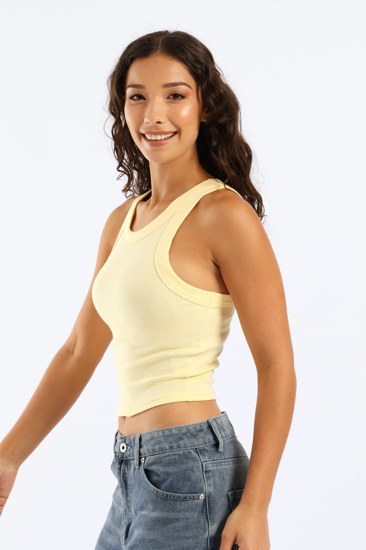 Plain Rib Racer Tank - Yellow