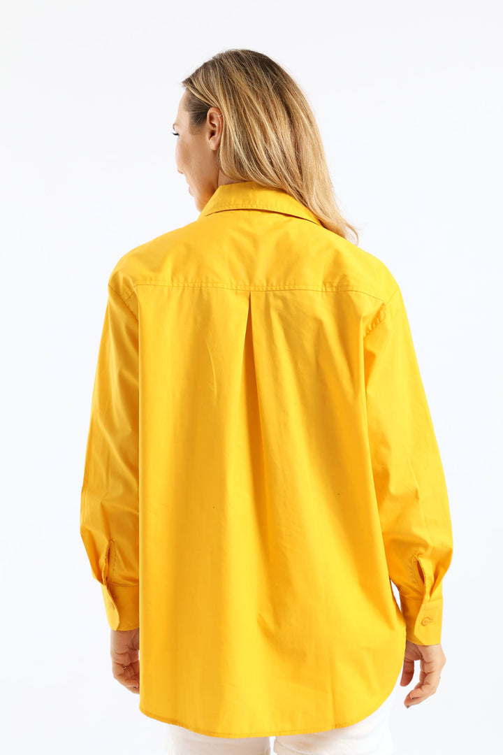 Long Sleeve Oversized Poplin Shirt - Mustard