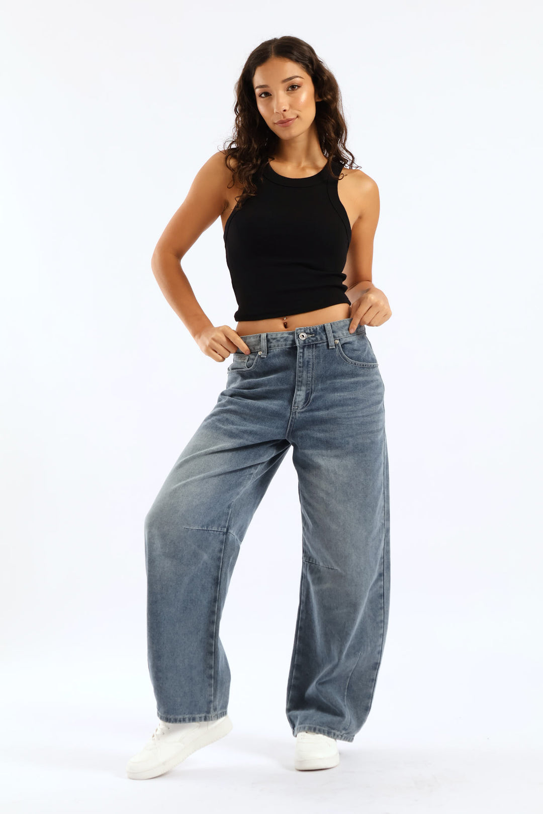 Plain Rib Racer Tank - Black