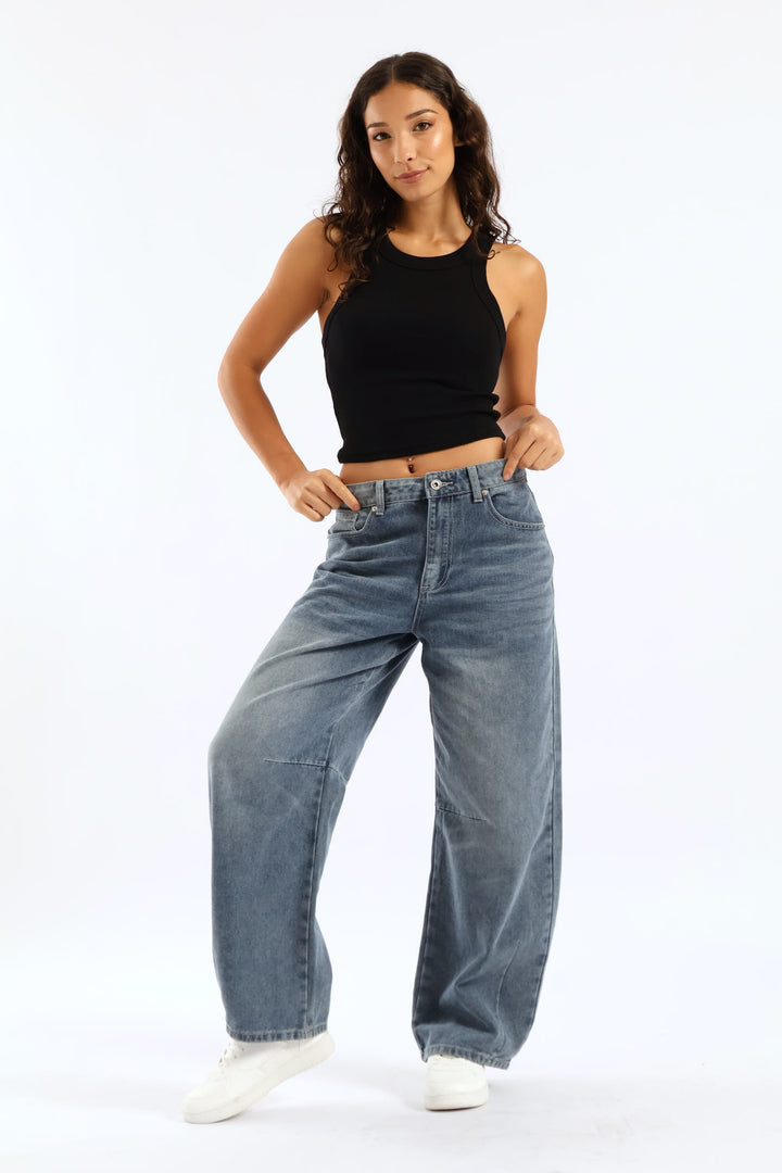 Plain Rib Racer Tank - Black