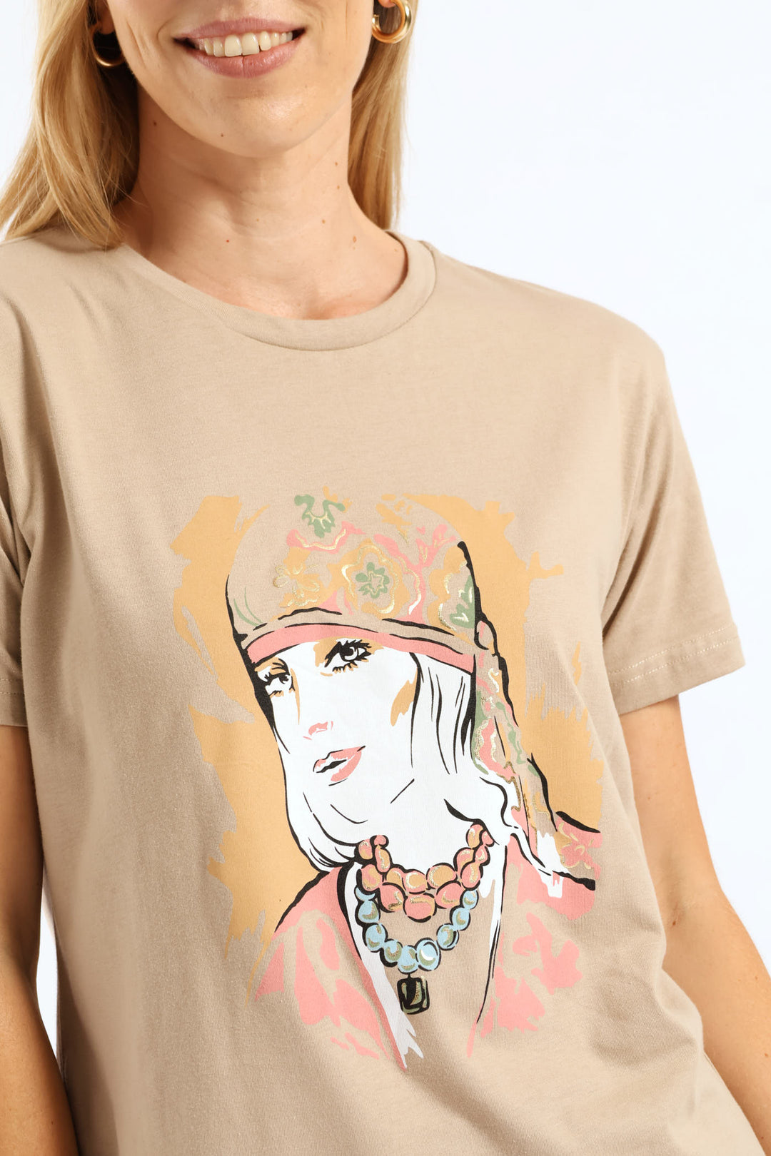 Moroccan Scarf Lady Tee - Hazelnut