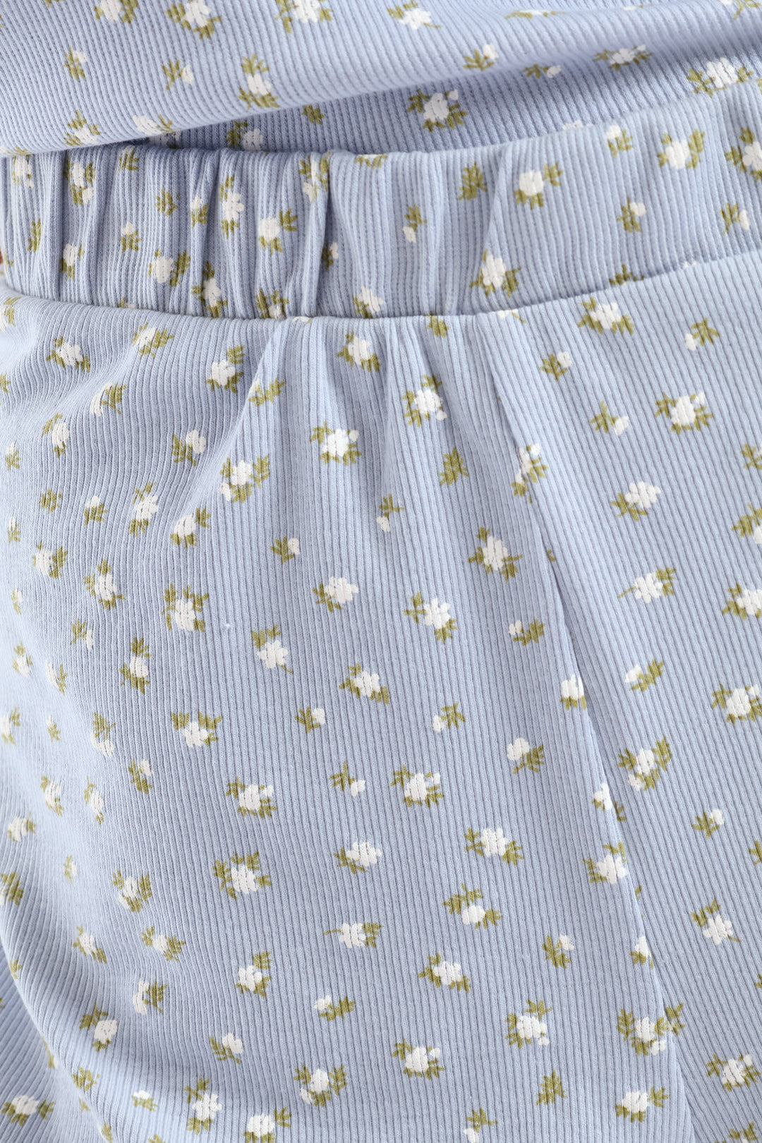 Ditsy Rib Knit Short - Blue