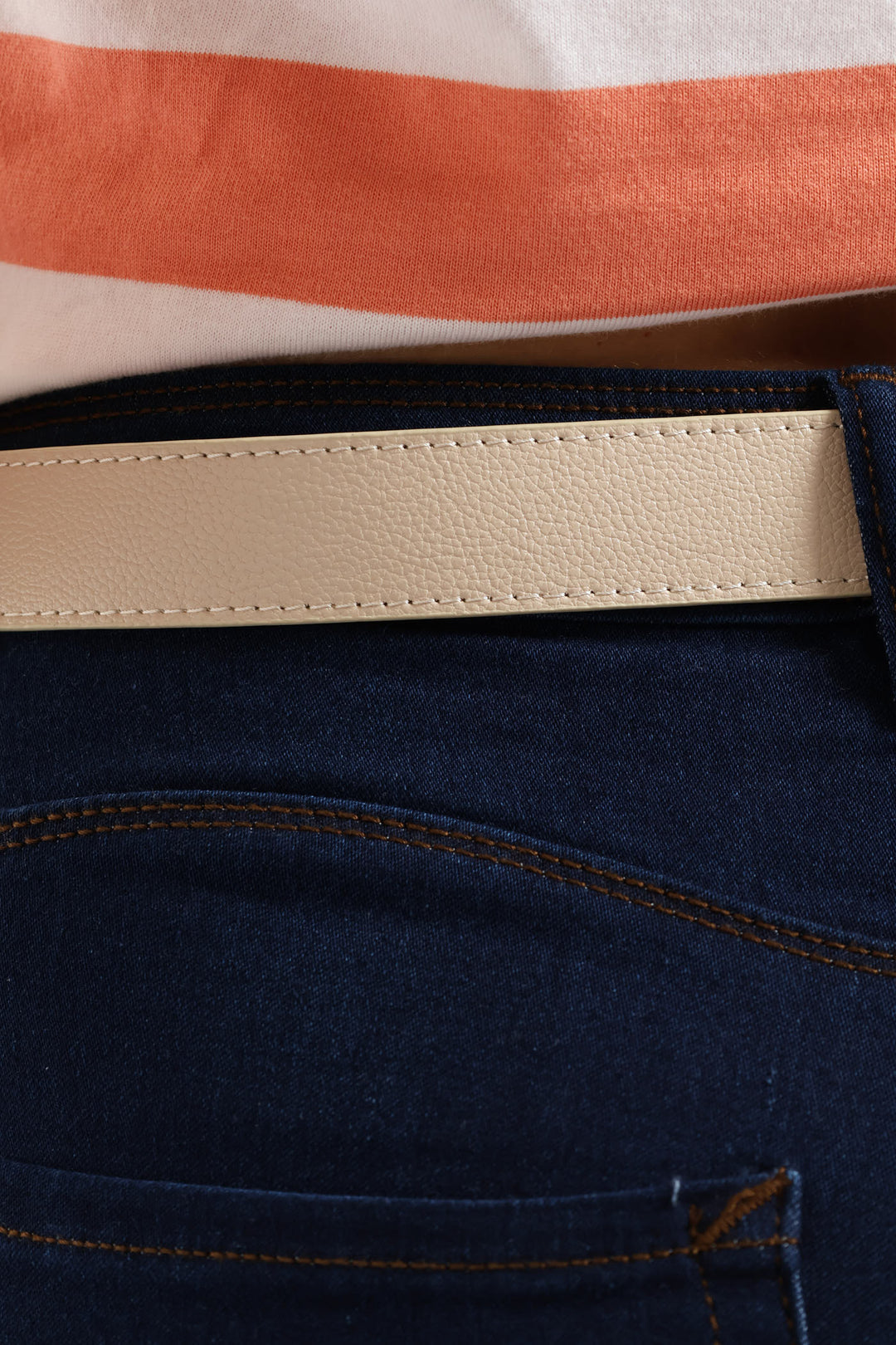 Wrapped Gold Buckle Fashion Belt - Stone