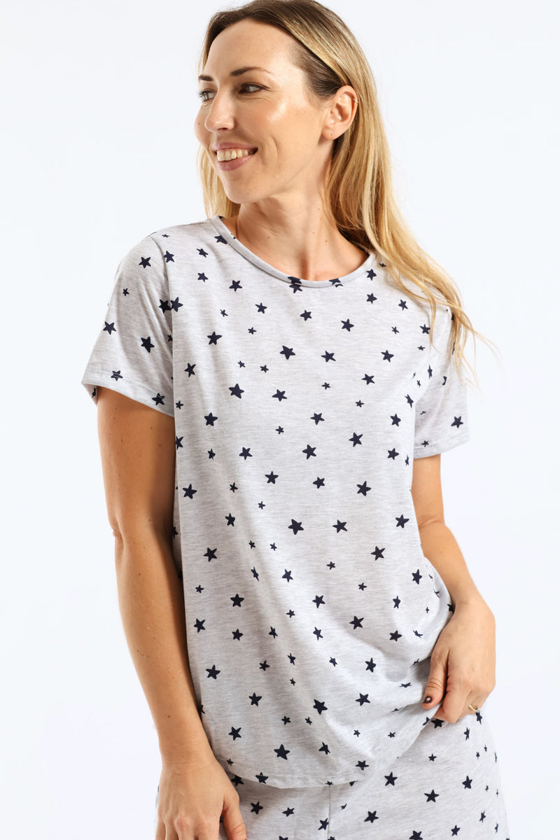 Stars Tee - Grey Melange