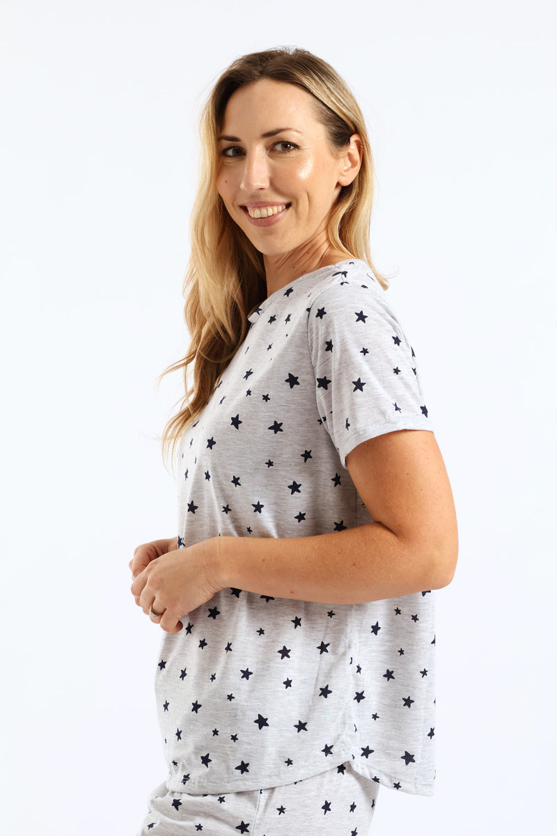 Stars Tee - Grey Melange