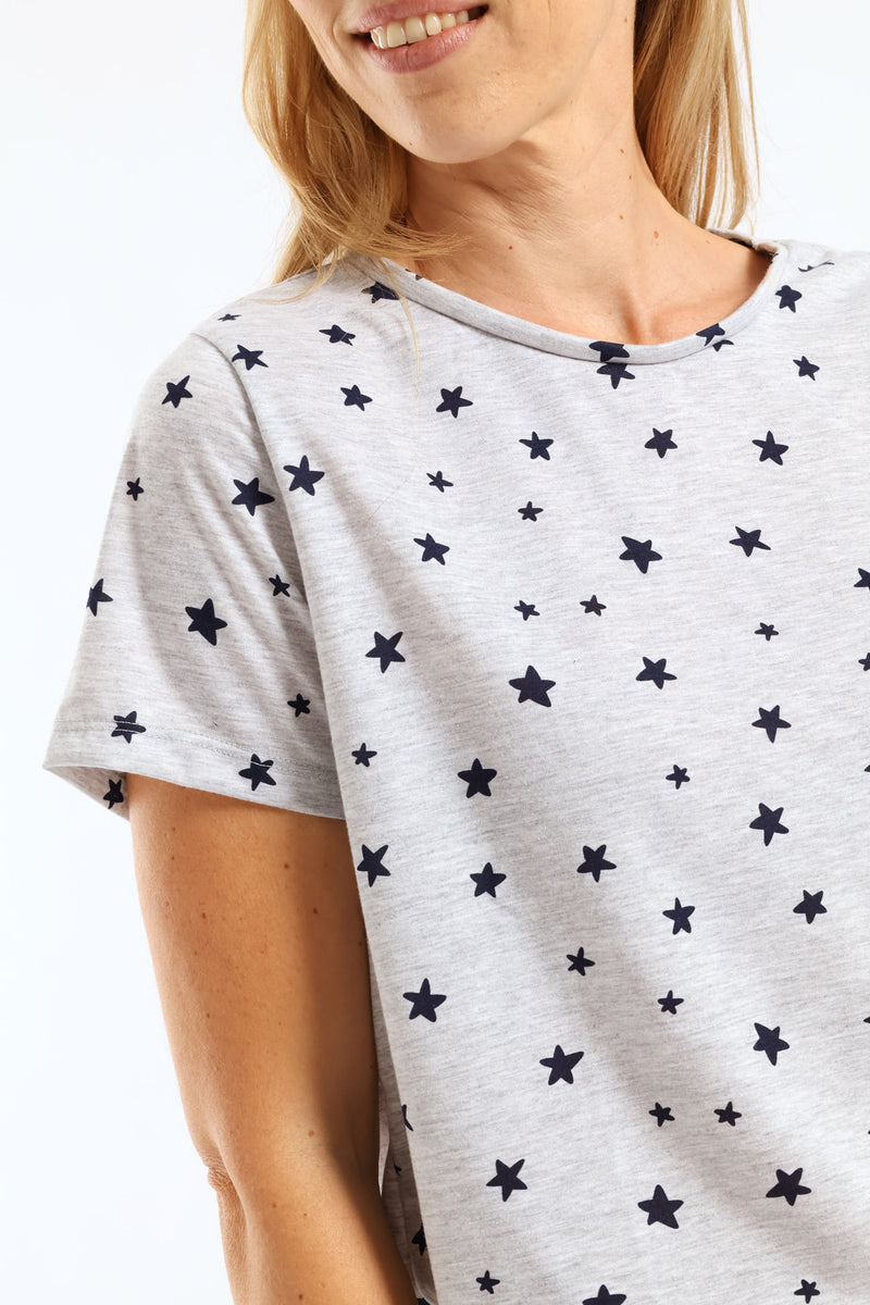 Stars Tee - Grey Melange