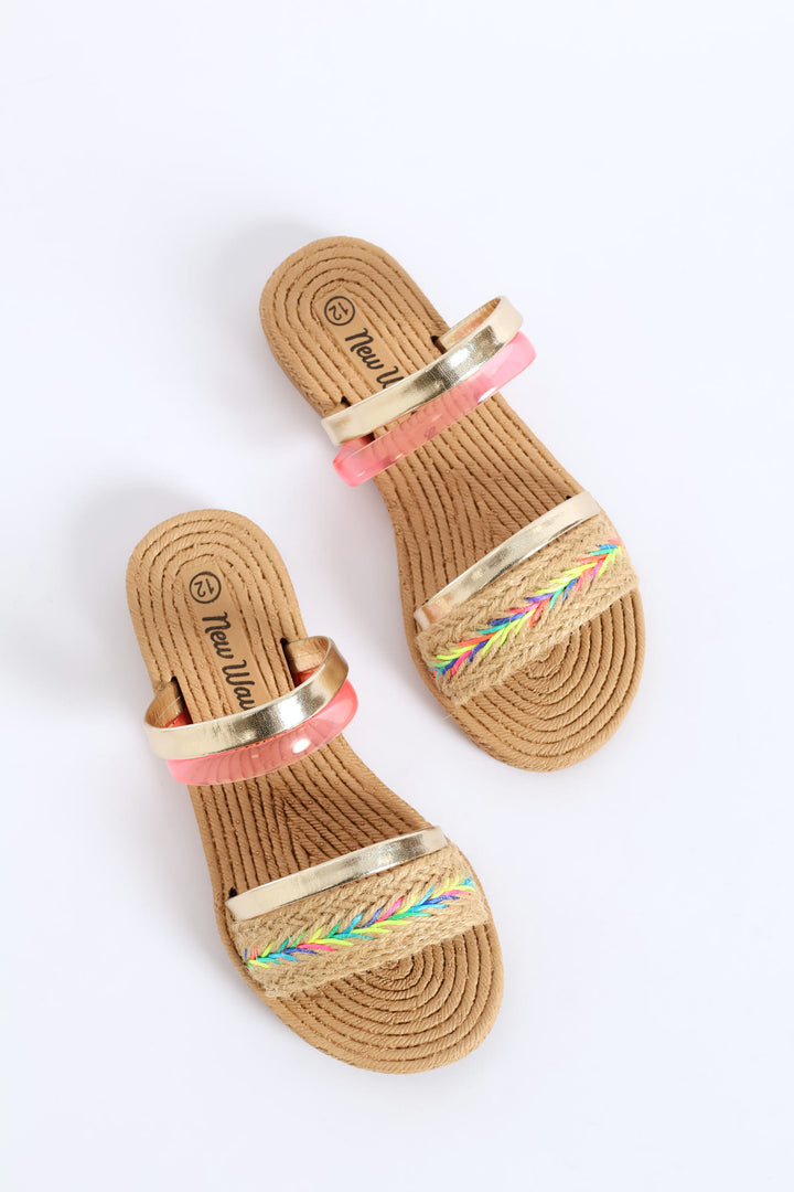 Girls Multi Weave Eva Sandal - Natural