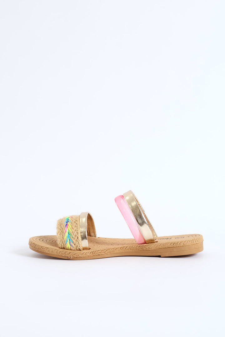 Girls Multi Weave Eva Sandal - Natural