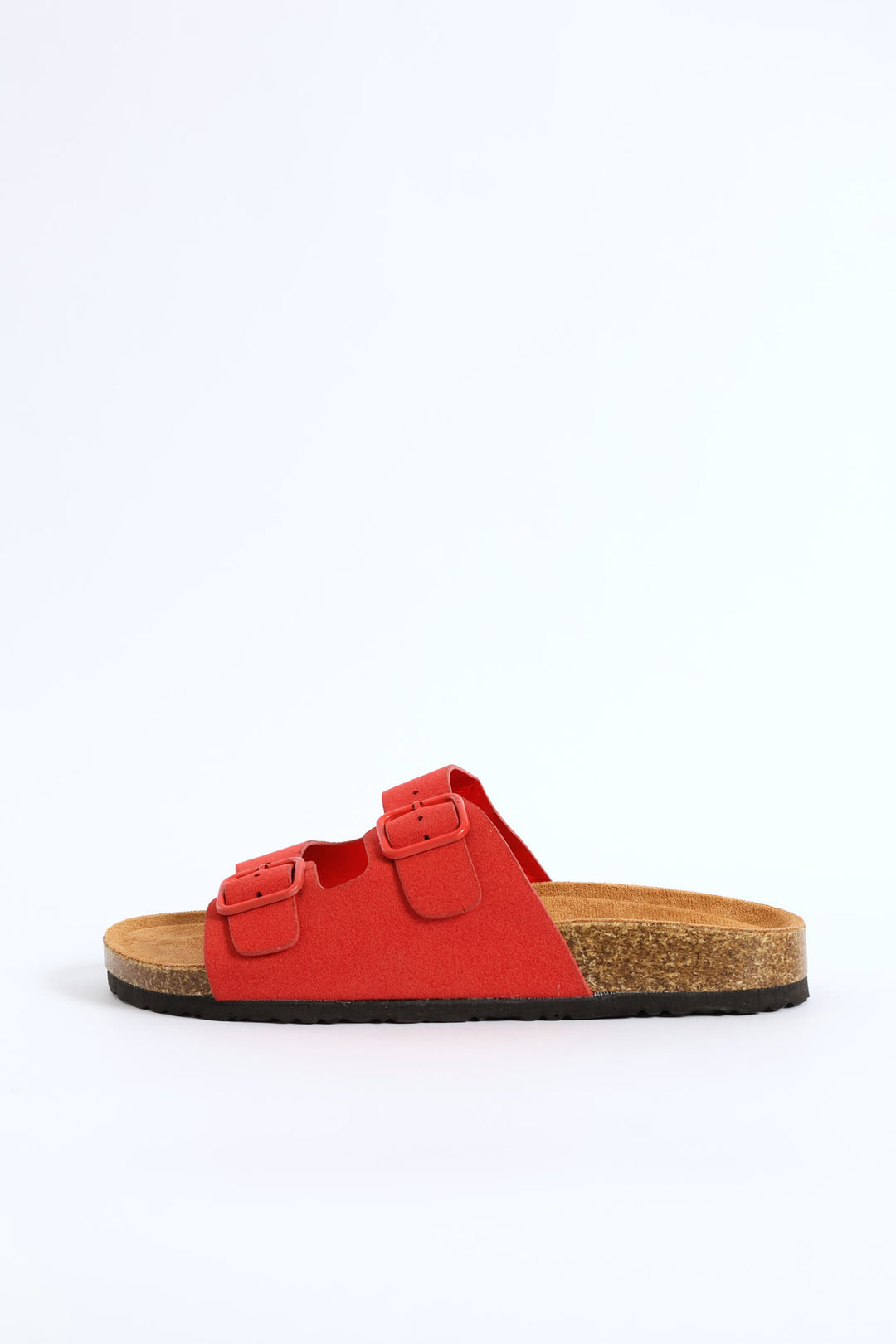 Double Band Slide Sandal With Monotone Buckles - Red