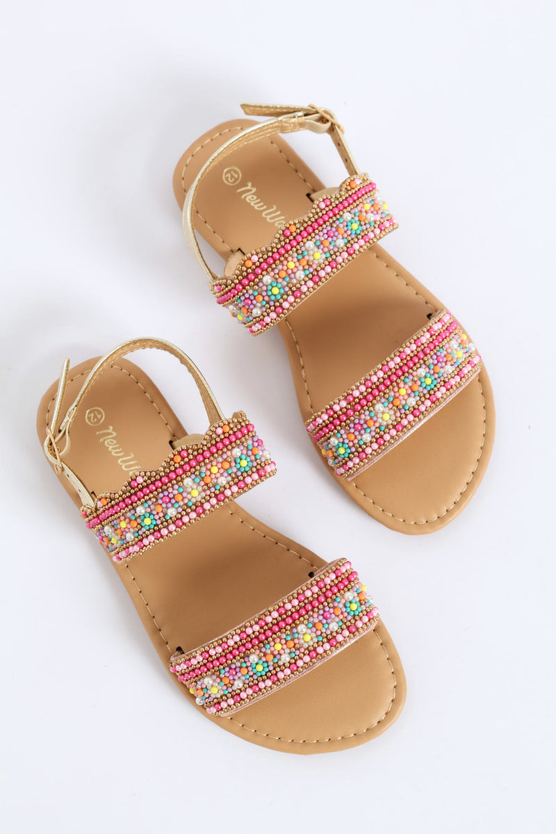 Girls Beaded Sandal - Multi