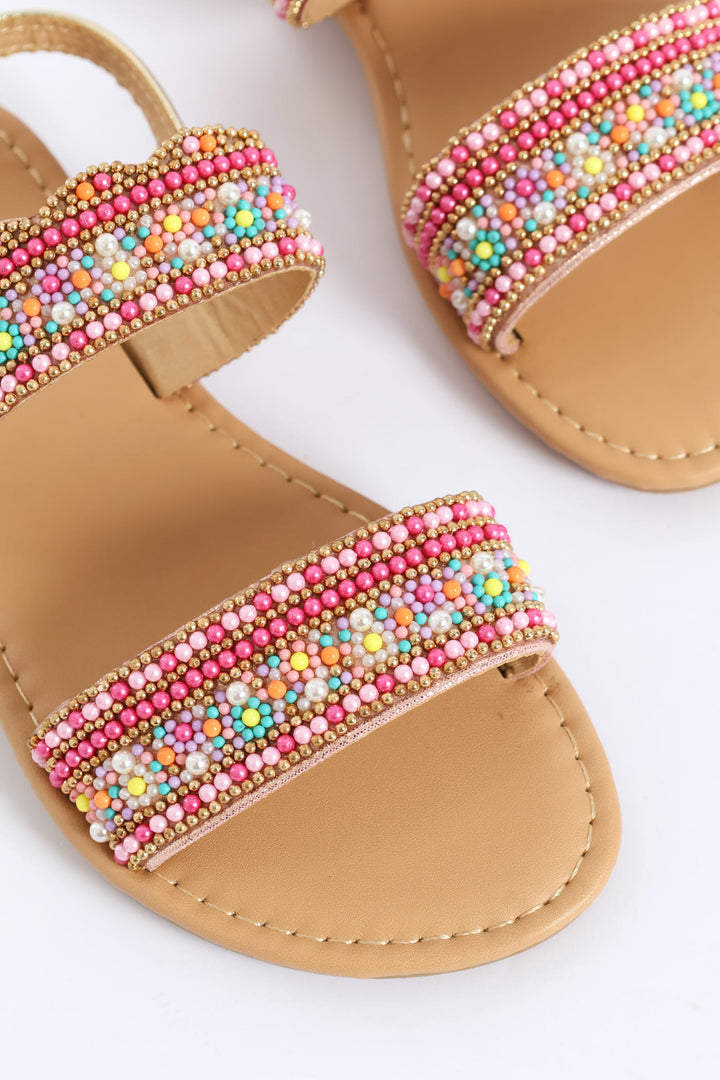 Girls Beaded Sandal - Multi